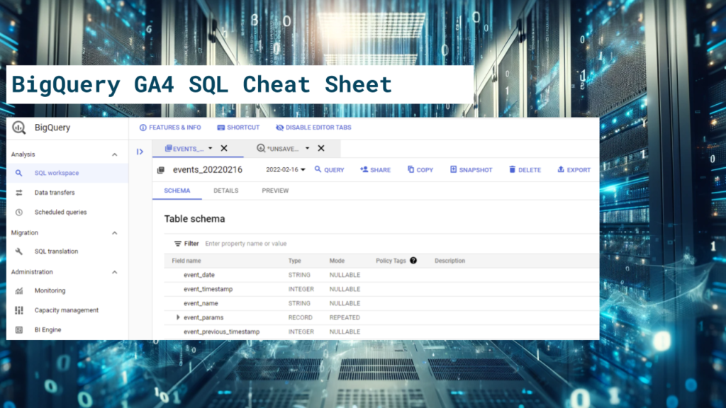BigQuery SQL Cheat Sheet for GA4