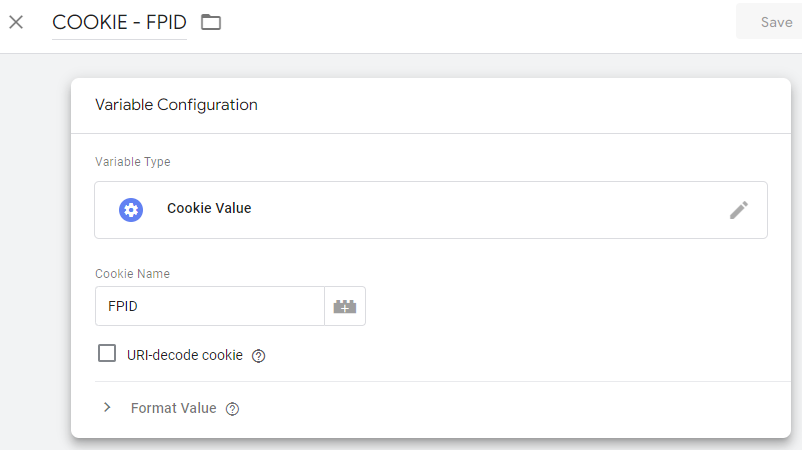 FPID cookie variable configuration