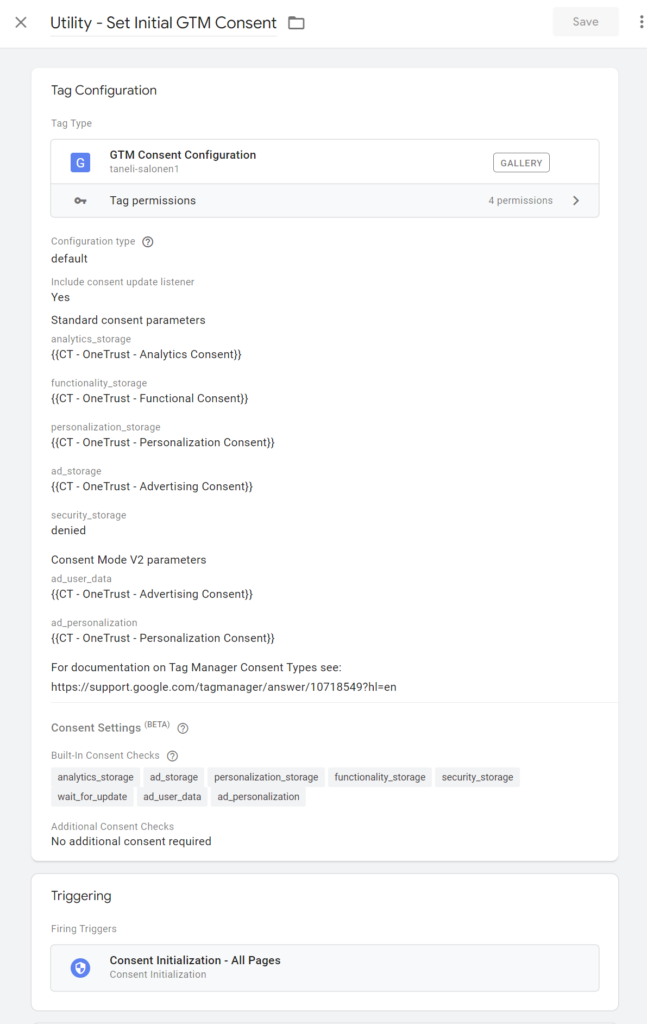 set initial gtm consent tag